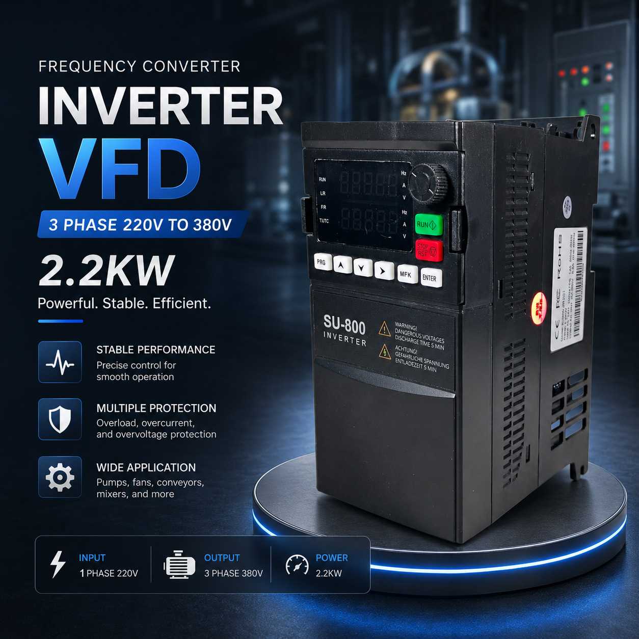 Jual SUSWE Frequency Converter Inverter VFD 3 Phase 220V to 380V