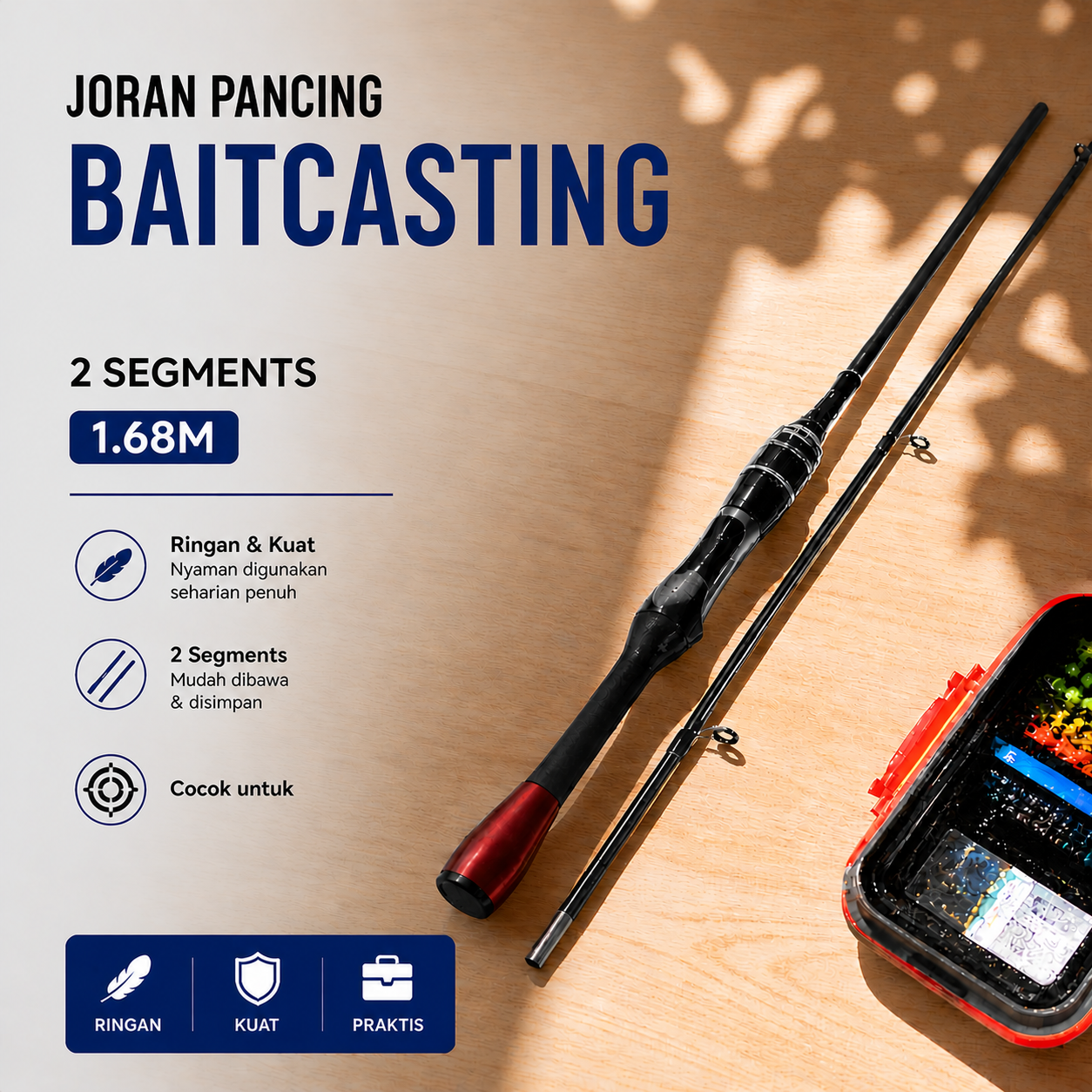 ZHENYI Joran Pancing Spinning Baitcasting Carbon Fiber 2Section 1.68M - KBW09