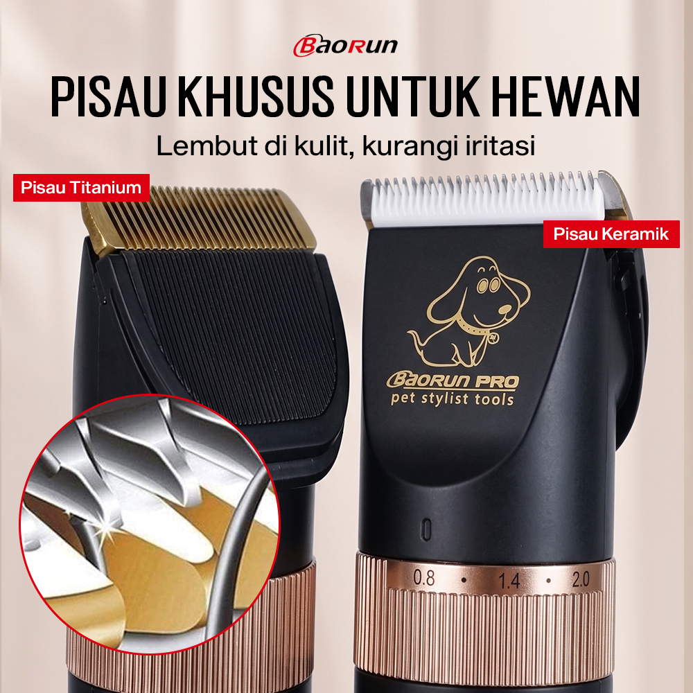 BaoRun PRO Cukur Elektrik Bulu Hewan Anjing Pet Grooming Rechargeable - P9