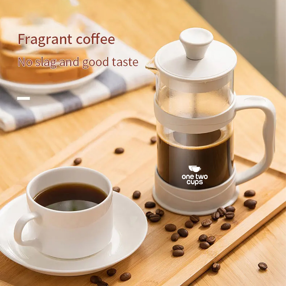 One Two Cups French Press Coffee Maker Pot Plunger Glass - FN50