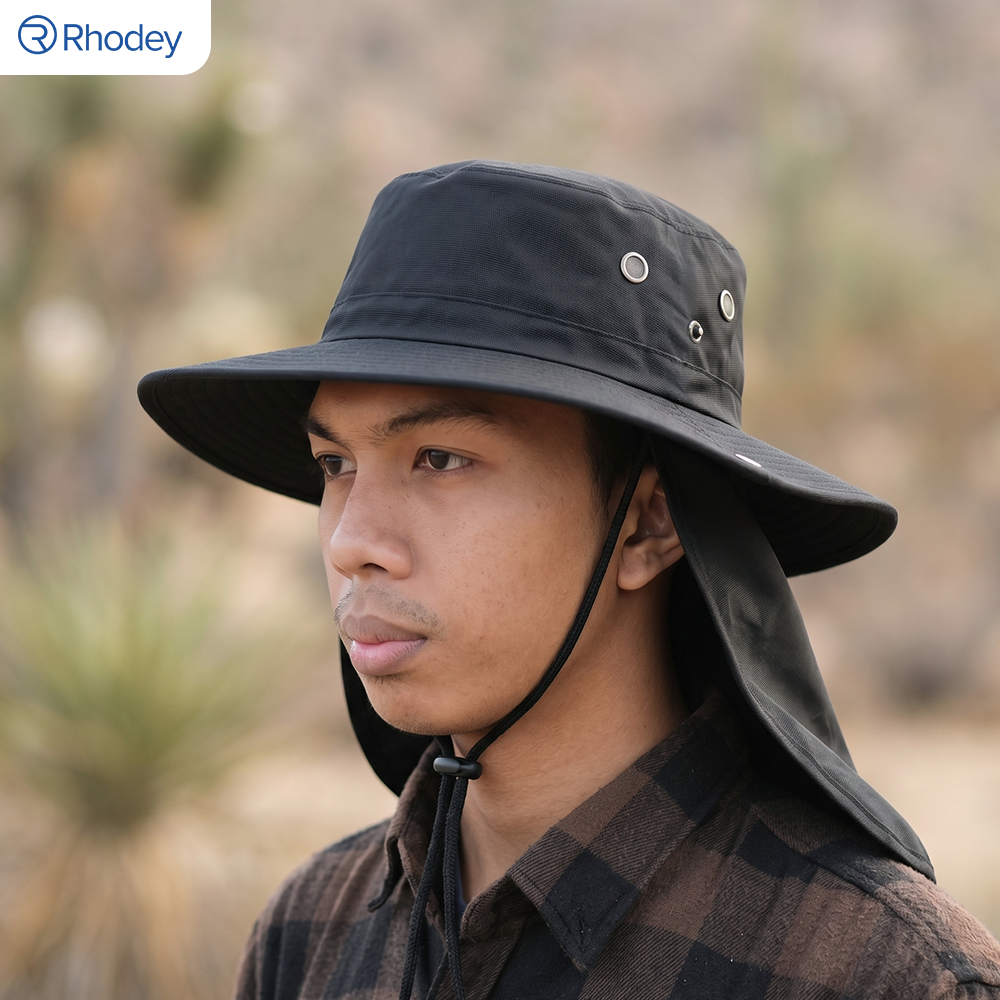 Rhodey Topi Rimba Outdoor Anti UV Boonie Hat Nylon with Neck Flap - PF005