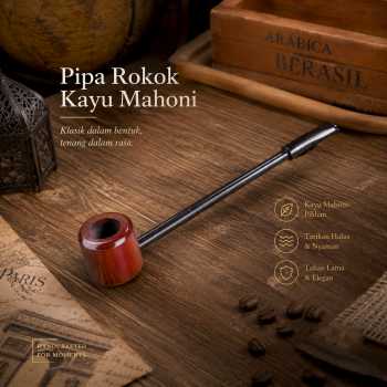 Popeye Pipa Rokok Kayu Mahoni Straight Smoking Pipe Tembakau - WD-051