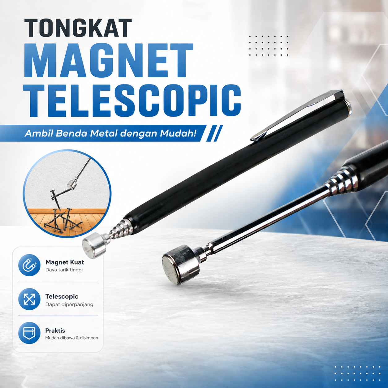 HELTC Tongkat Telescopic Magnet Pick Up Tool Rod Stick - GJ0348