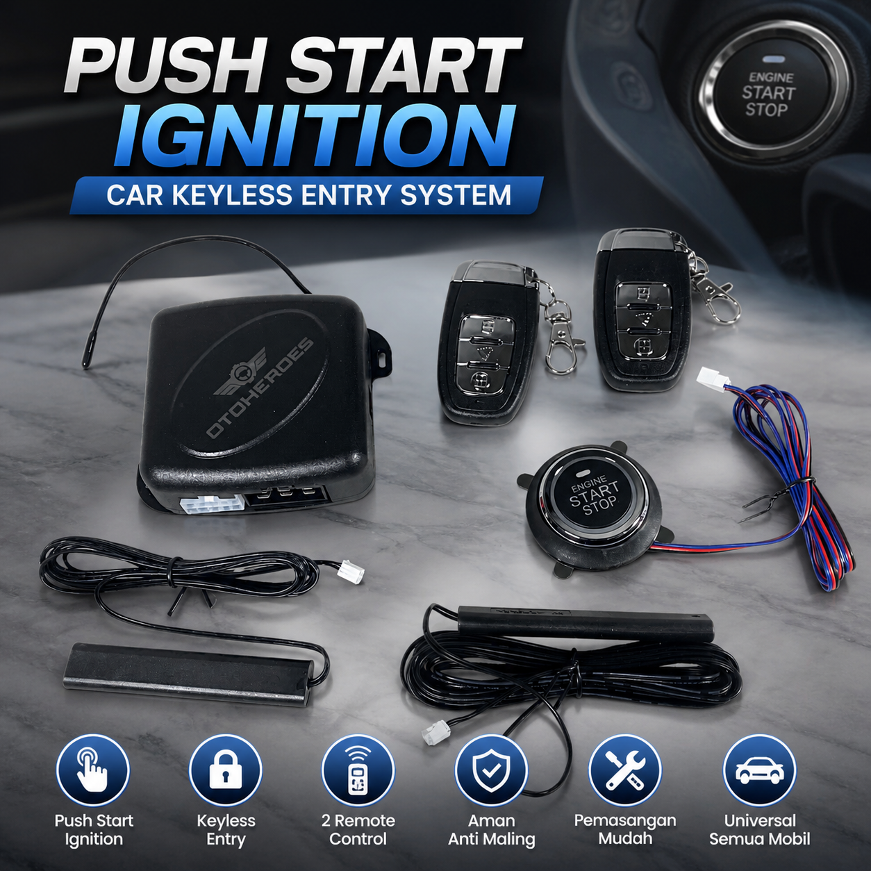 Zeepin Push Start Ignition Car Keyless Entry with Remote Control - C6-B