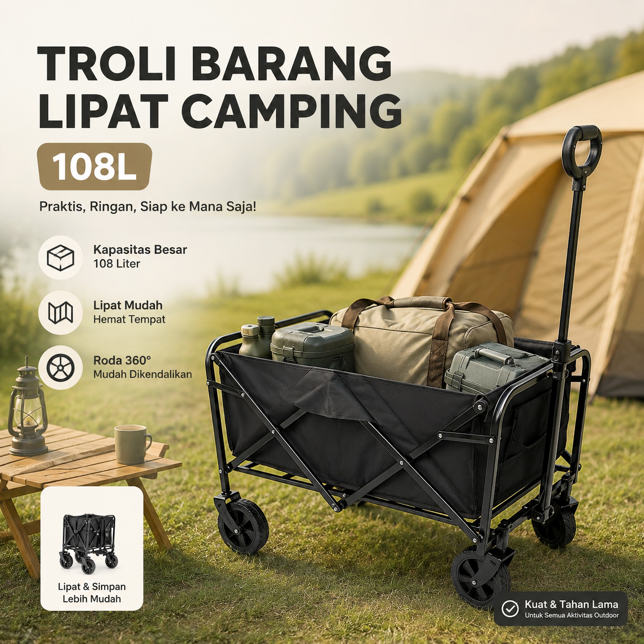 PROD Troli Barang Lipat Camp Collapsible Wagon Oxford Large Size 108L - PR54