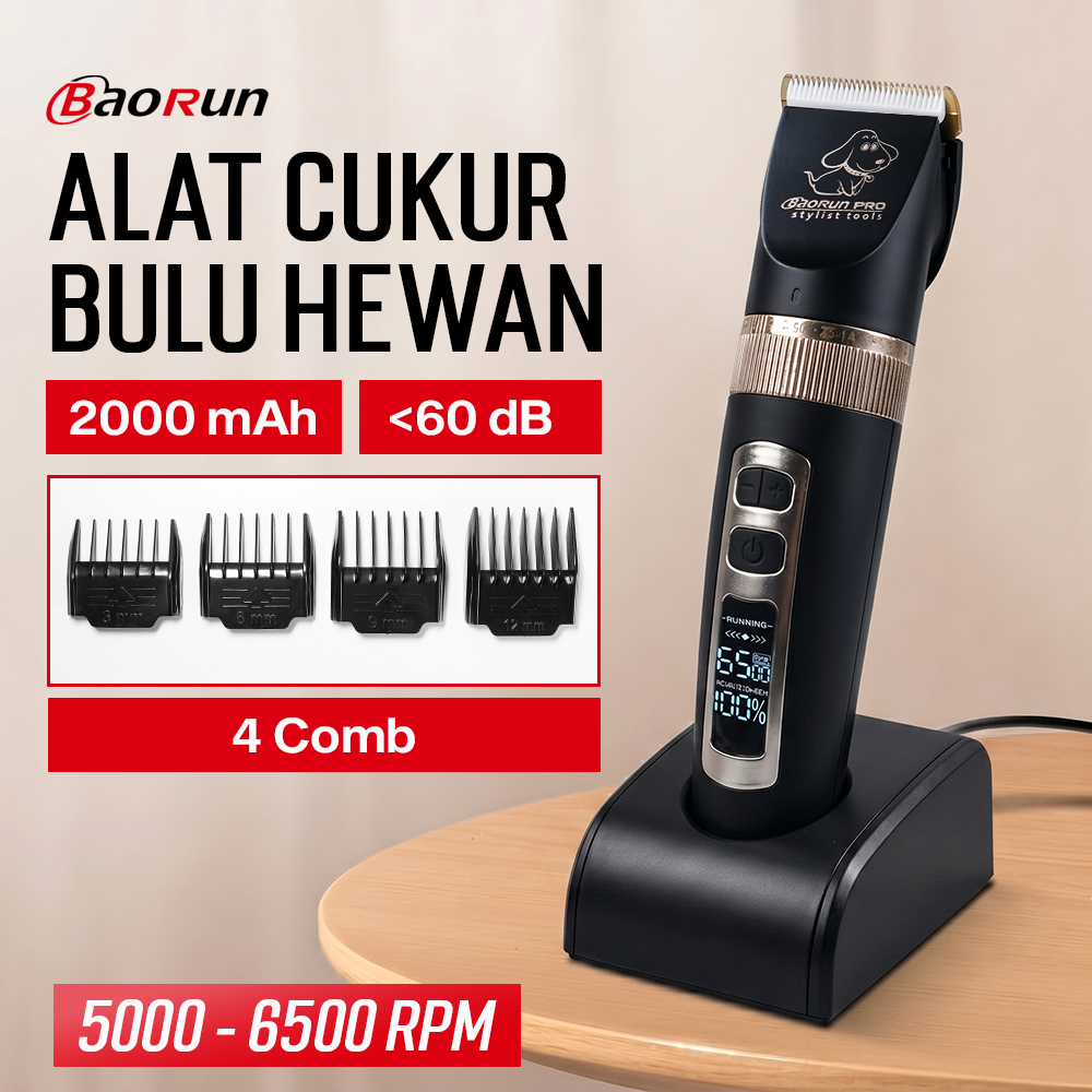 BaoRun PRO Cukur Elektrik Bulu Hewan Anjing Pet Grooming Rechargeable - P9