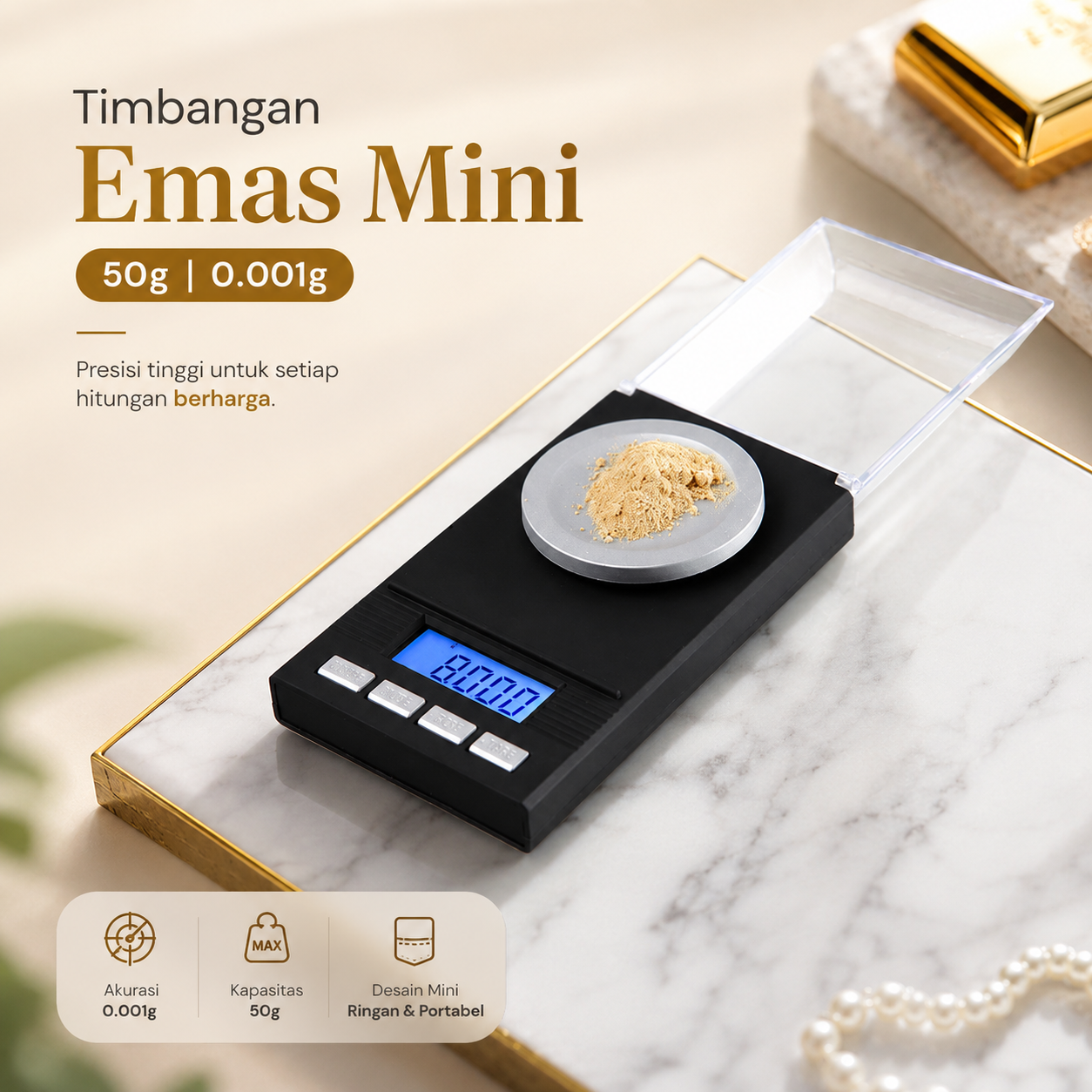 Kinopi Timbangan Emas Mini Digital Multifungsi 50g 0.001g - TL-128