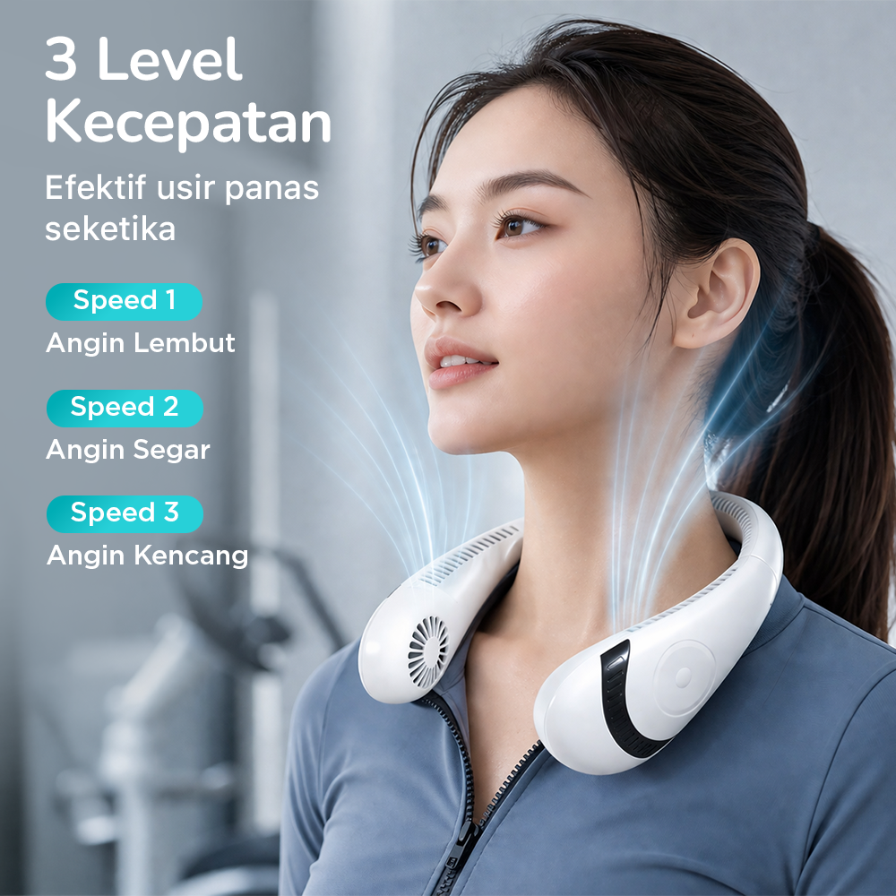 TIEIRTS Kipas Angin Leher Portable Neck Fan Rechargeable 5000mAh - H11