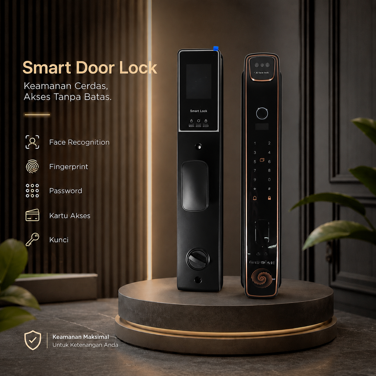 TaffHOME Smart Door Lock Fingerprint Face Recognition Password - 5S