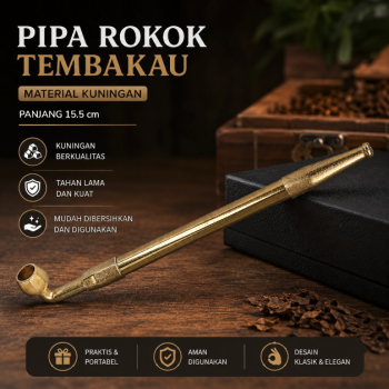 HINRYO Pipa Rokok Tembakau Kuningan Brass Smoking Pipe - TB2