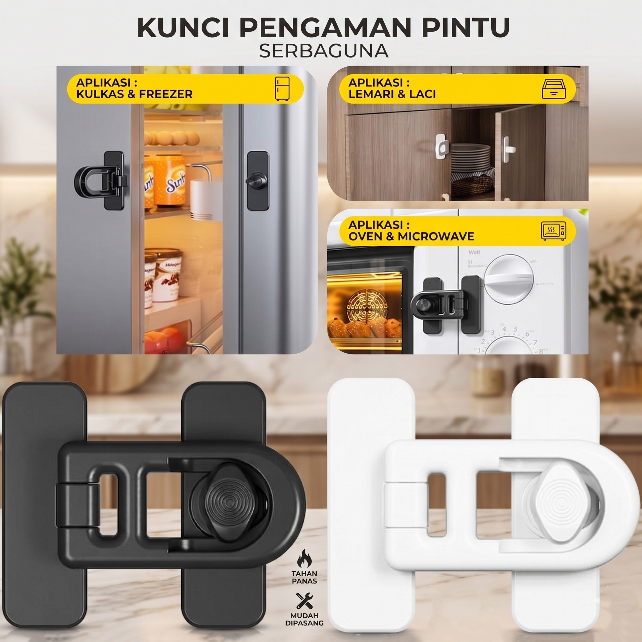 TaffGUARD Kunci Pengaman Pintu Kulkas Oven Microwave Child Safety Lock - V80