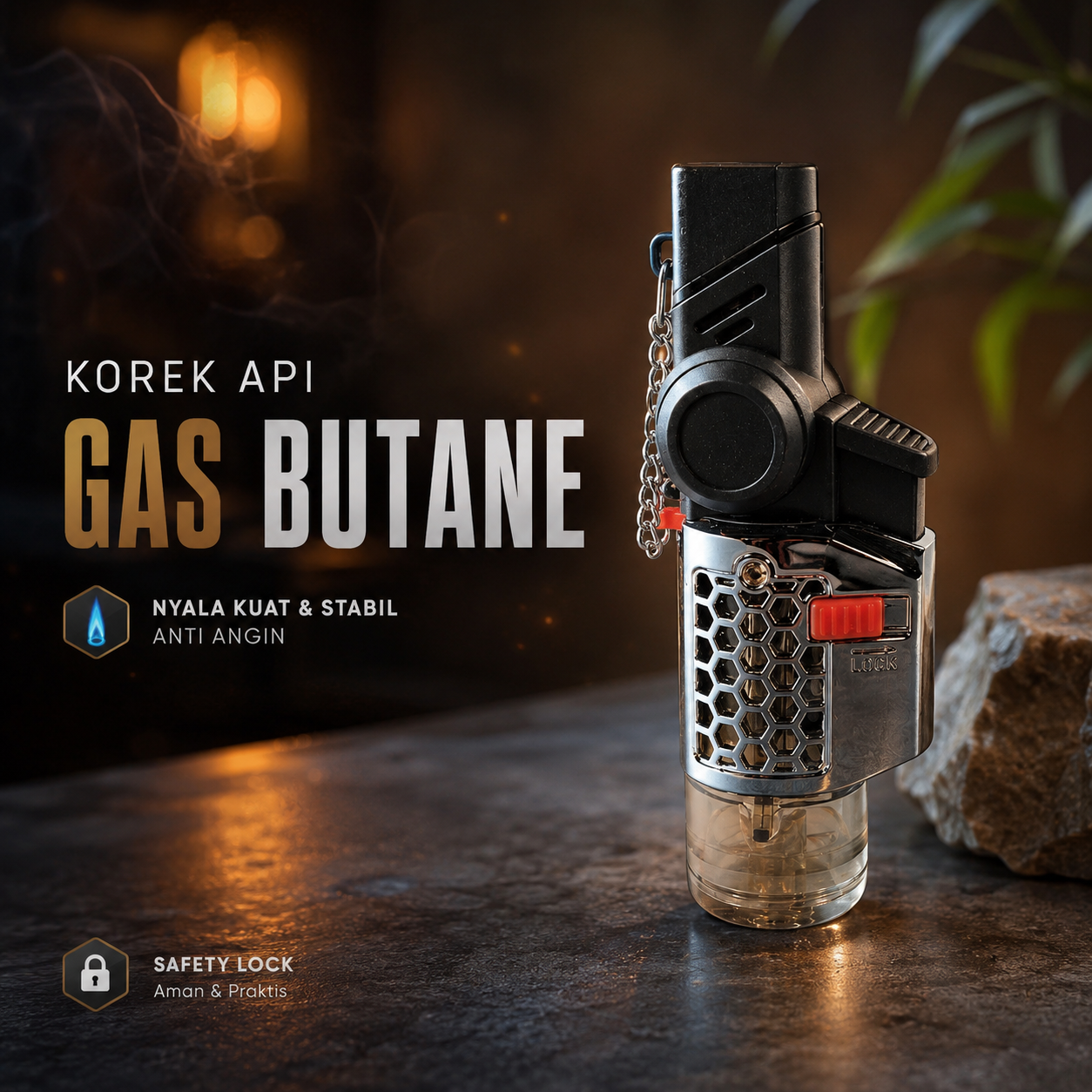 Jual Focus Korek Api Mancis Torch Butane Gas Lighter Blue Flame