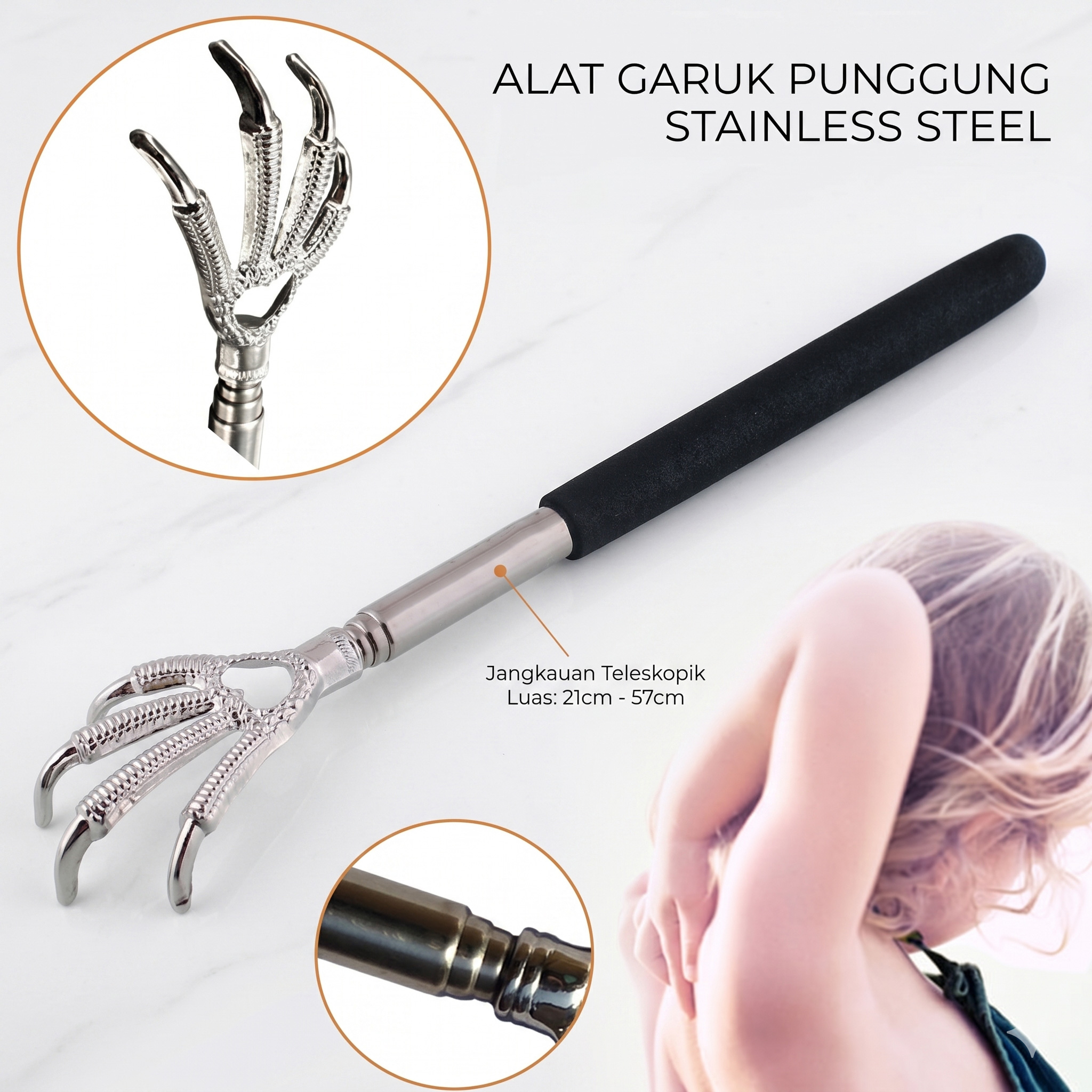 HUAMIANLI Alat Garuk Punggung Eagle Scratcher Stainless Steel - B01ER
