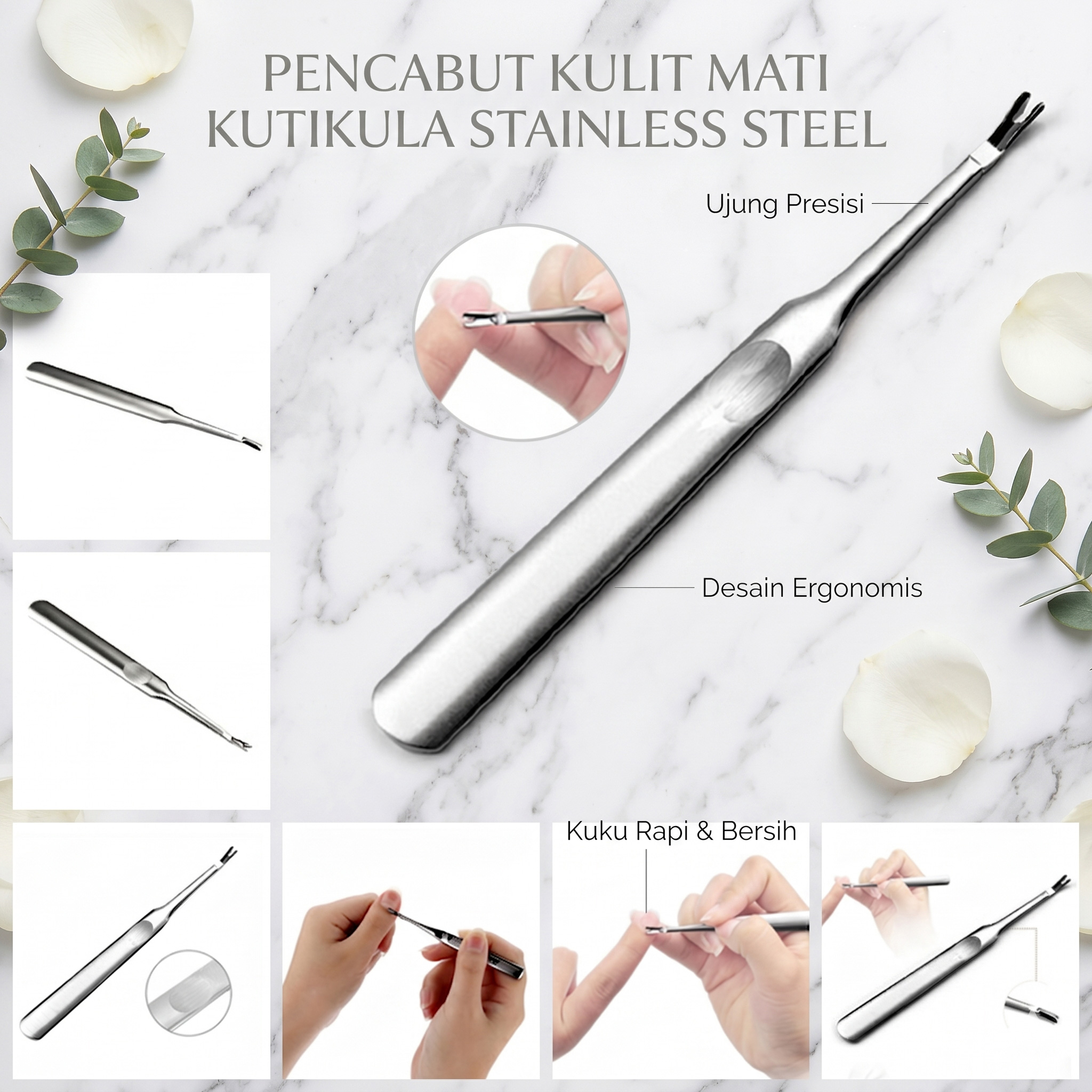 Alat Pencabut Kulit Mati Kutikula Nail Spoon Stainless Steel
