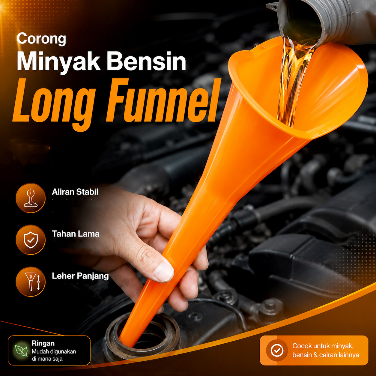 Carzkool Nozzle Corong Air Minyak Bensin Long Mouth Funnel - XMO755