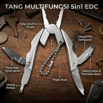 Tang Multifungsi 5in1 EDC Outdoor Multitool Stainless Steel Lipat - X5