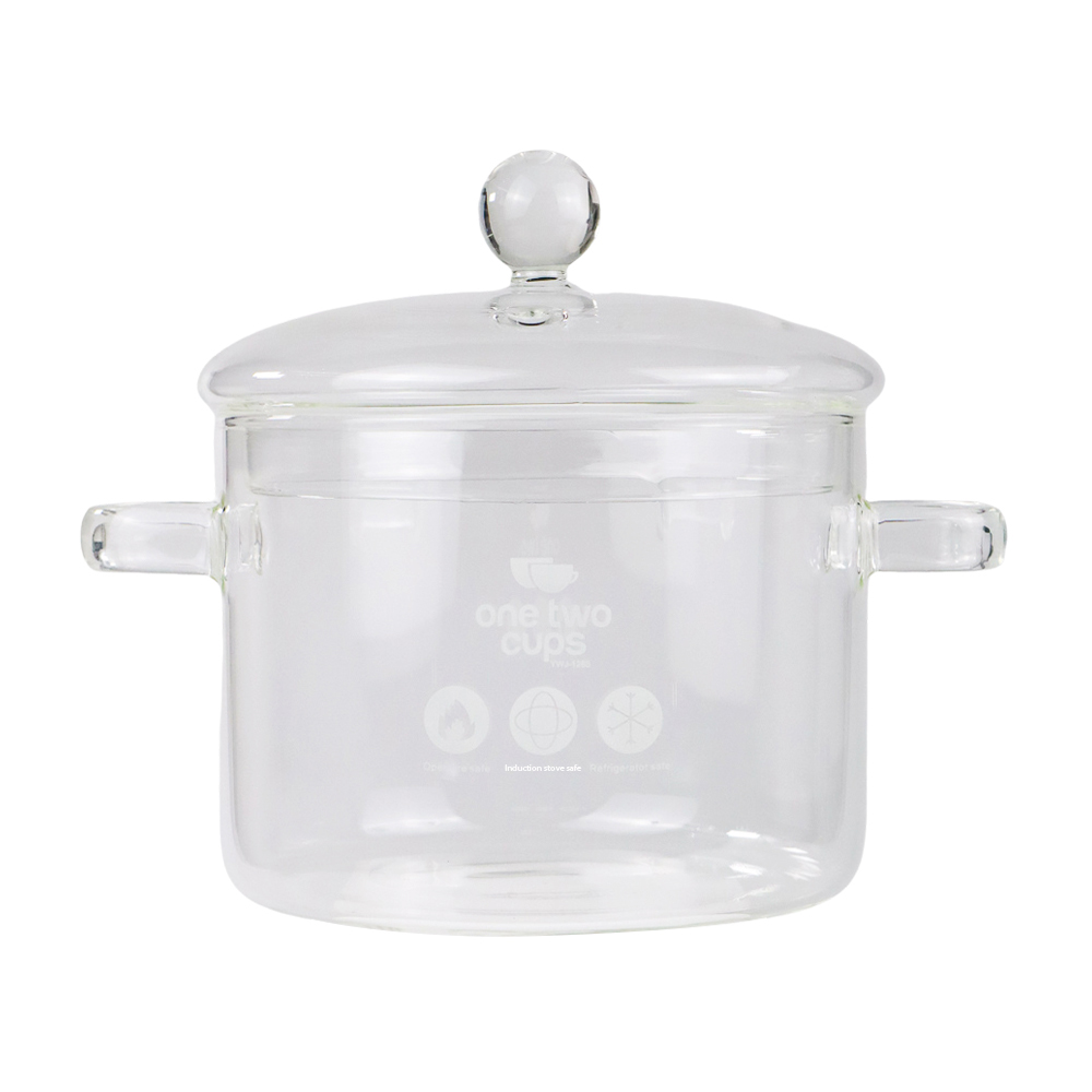 One Two Cups Panci Kaca Glass Cooking Pot Borosilicate Tahan Panas Api - YWJ-1265