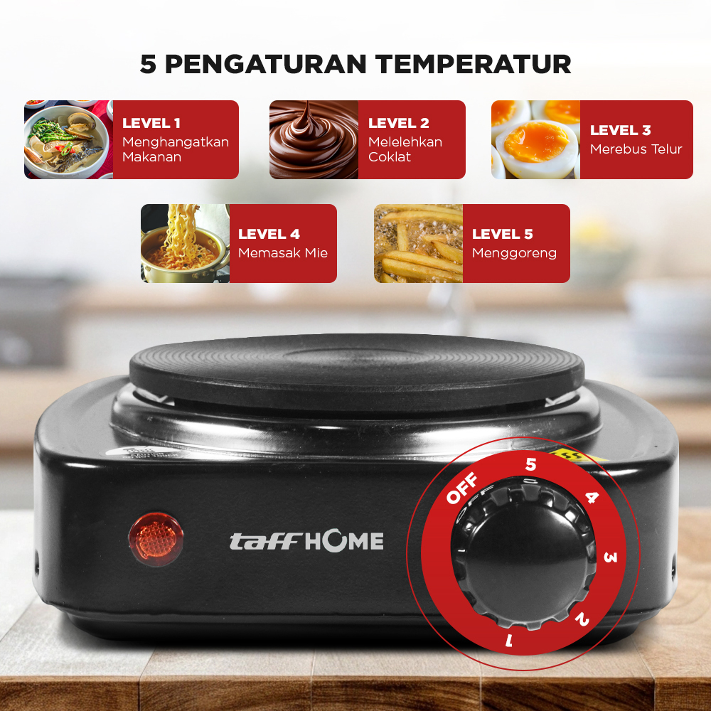 Taffware Kompor Listrik 1 Tungku Mini Portable Hot Plate 500W - DLD-101B