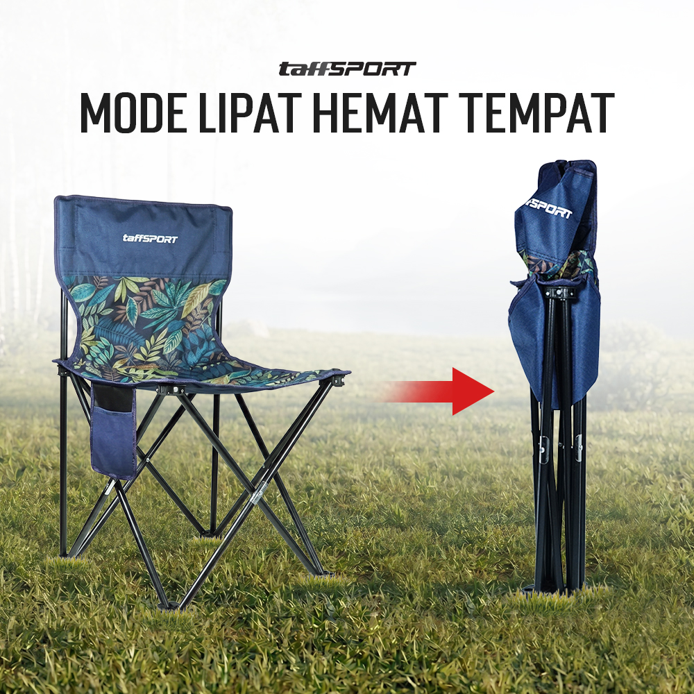 TaffSPORT Kursi Lipat Mancing Camping Foldable Chair with Pocket - OL3336