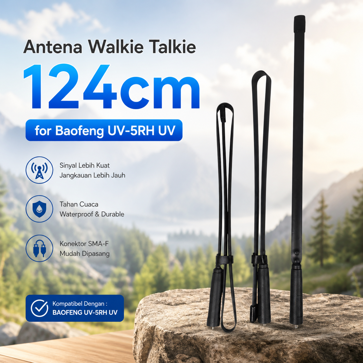 ABBR Antena HT Walkie Talkie Radio SMA Female for Baofeng UV-5RH UV - AB-44