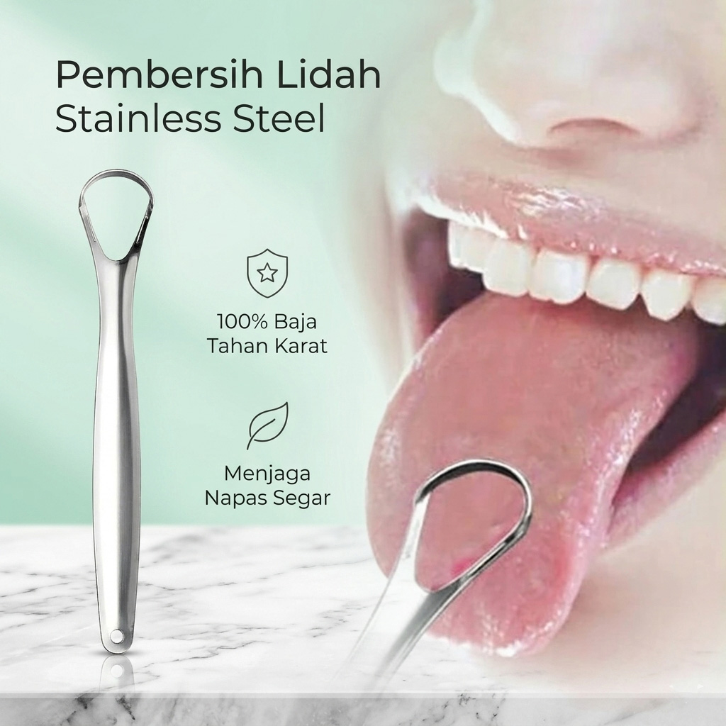 Biutte.co Pembersih Lidah Tongue Oral Scraper Cleaner Stainless Steel - LO13