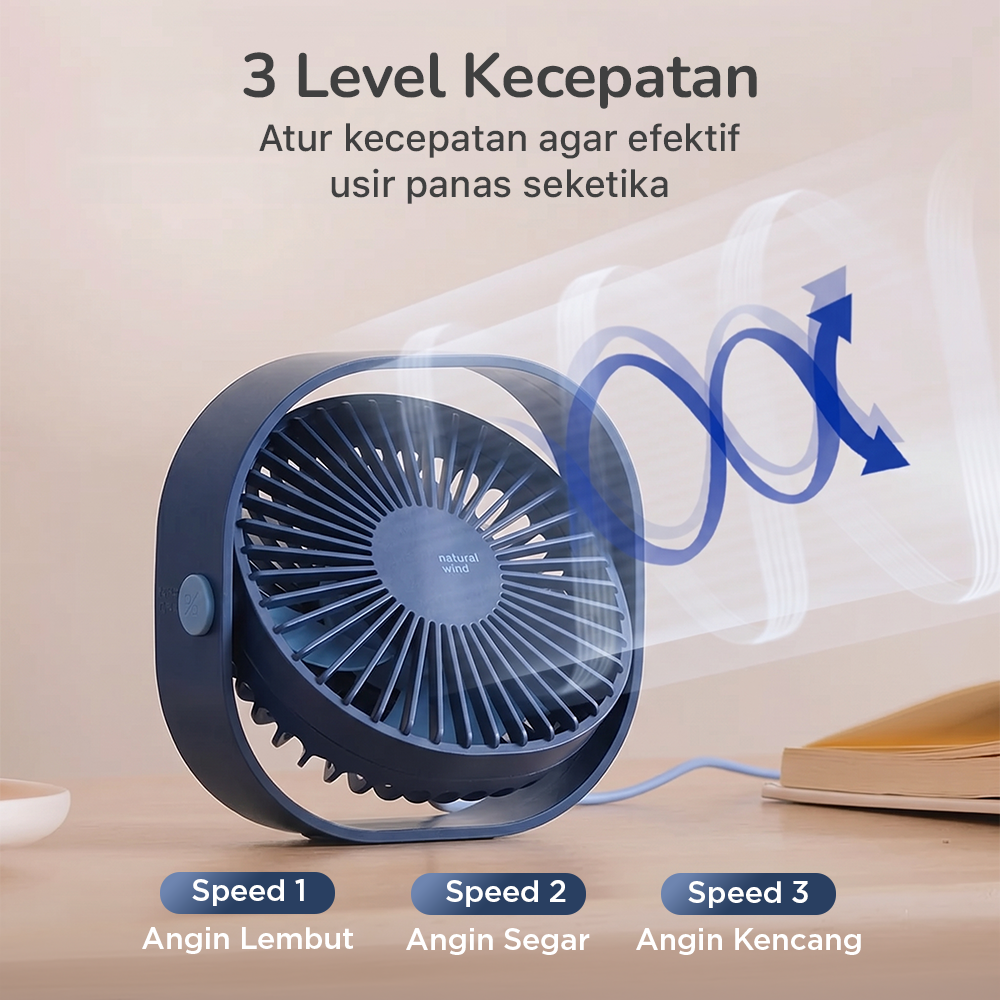 3LIFE Kipas Angin Meja Portable Mini Desk Fan USB 4.8 Inch 5W - 312