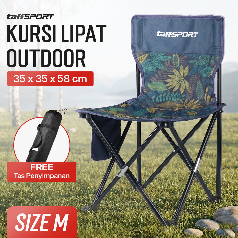 TaffSPORT Kursi Lipat Mancing Camping Foldable Chair with Pocket - OL3336