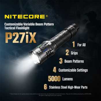 NITECORE Senter Taktikal LED Flashlight 3 Mode Beam IP68 5000 lumens - P27iX