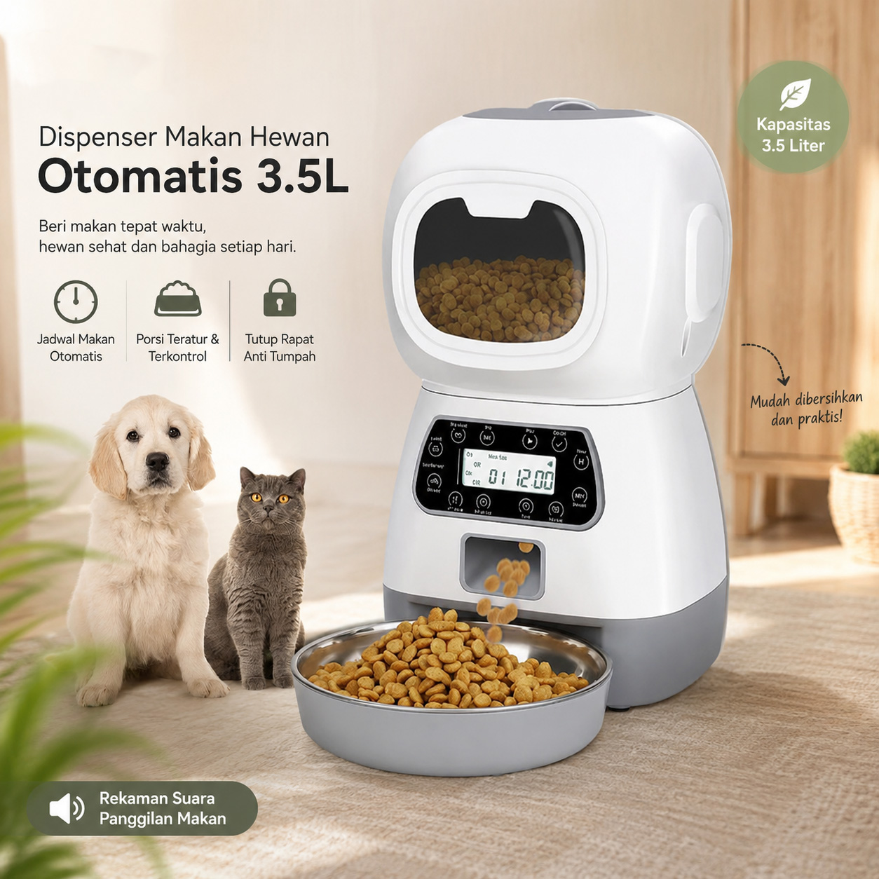 Repetsun Tempat Makan Hewan Peliharaan Otomatis Food Dispenser 3.5L - RPS35