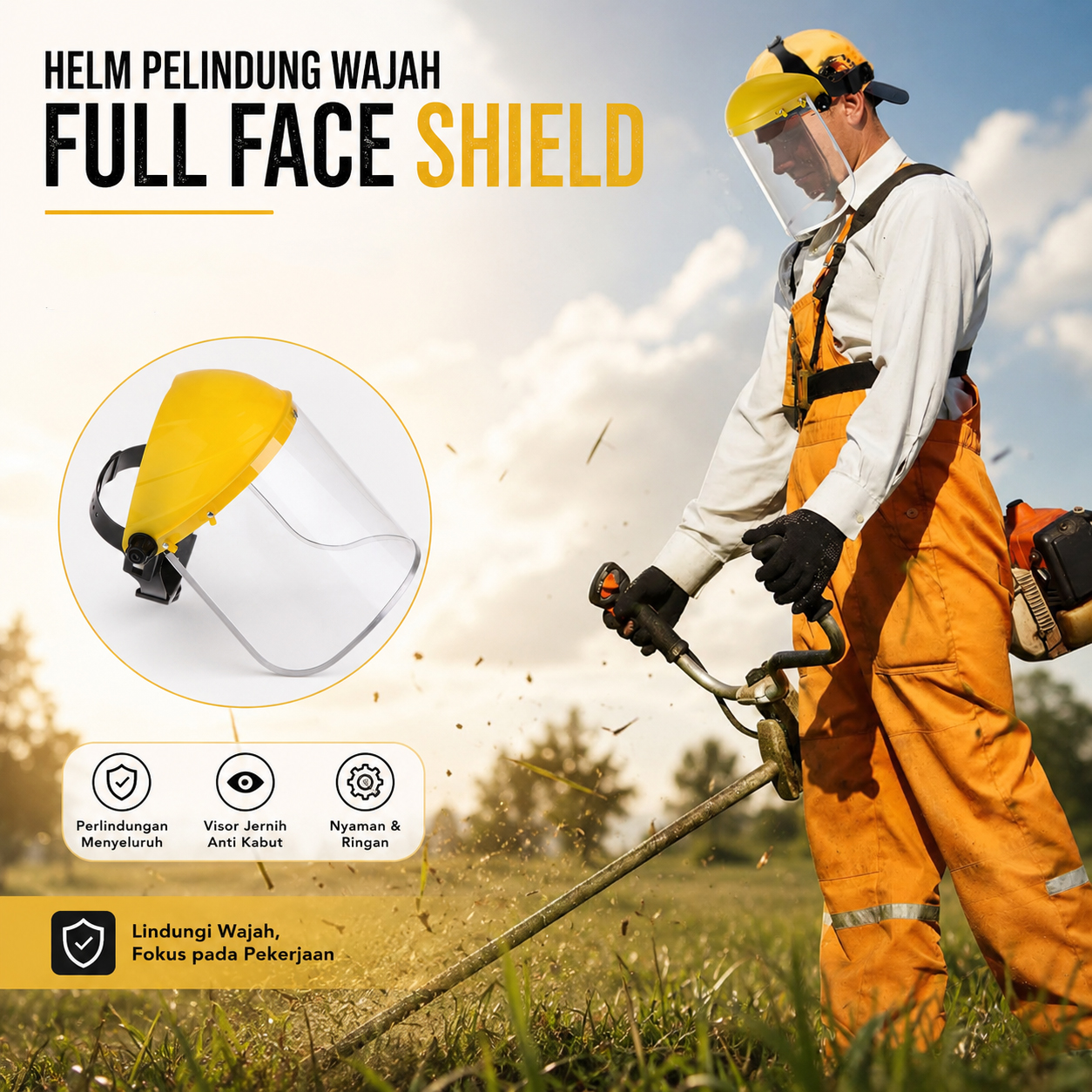 PRISAI Helm Pelindung Wajah PC Full Face Lawn Mowing Protective Cover - FS302