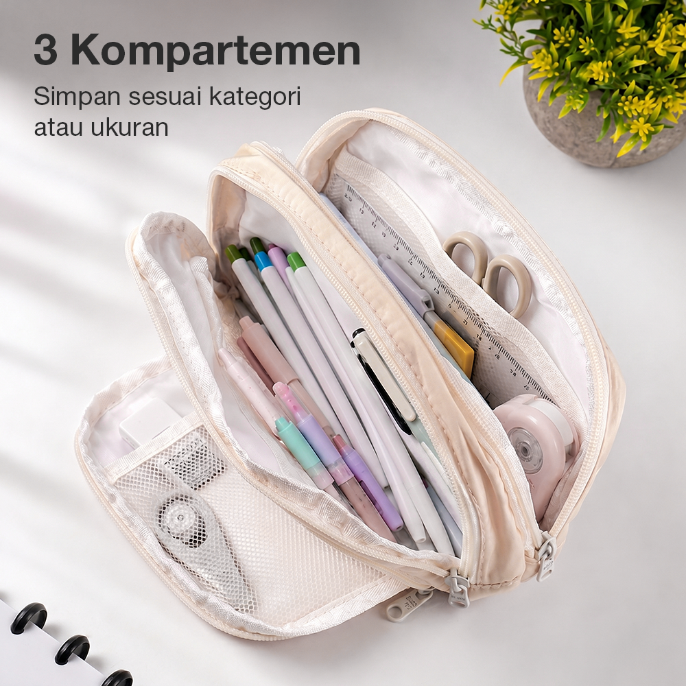 Botang Wenhua Tempat Pensil Multi Layer Case Compact Pouch Stationary - MG-1354
