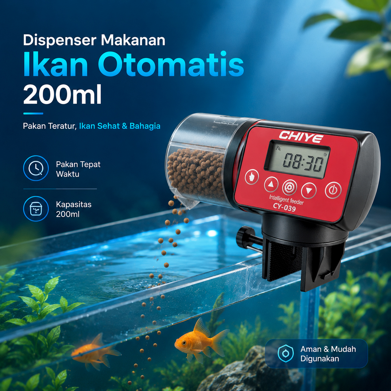 TaffHOME Dispenser Makanan Ikan Otomatis Fish Feeder Timer 200ml - CY-039