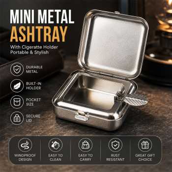 VOV Asbak Rokok Mini Metal Ashtray Ash with Cigeratte Holder Portable - JL35