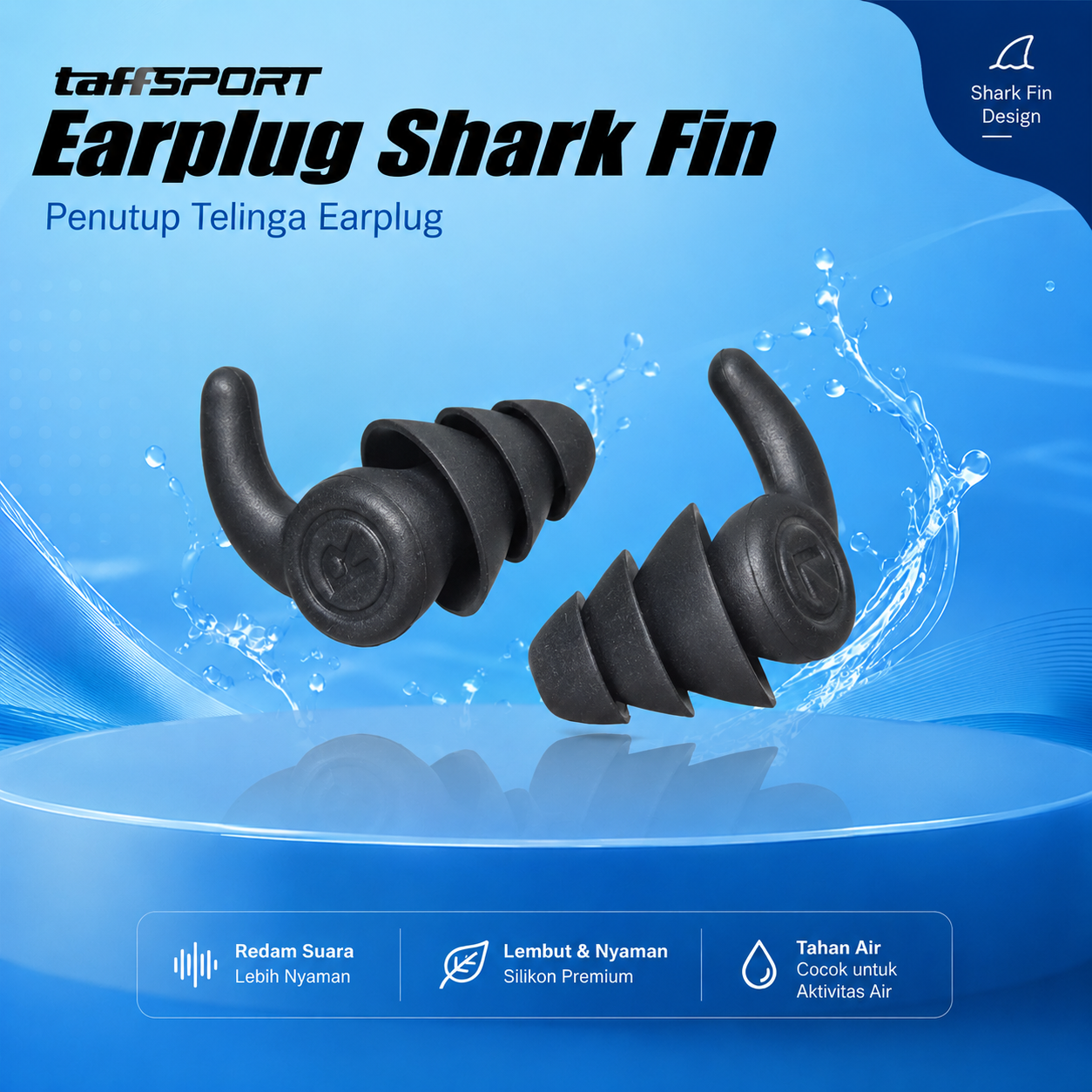 Jual TaffSPORT Penutup Telinga Earplug Shark Fin Waterproof