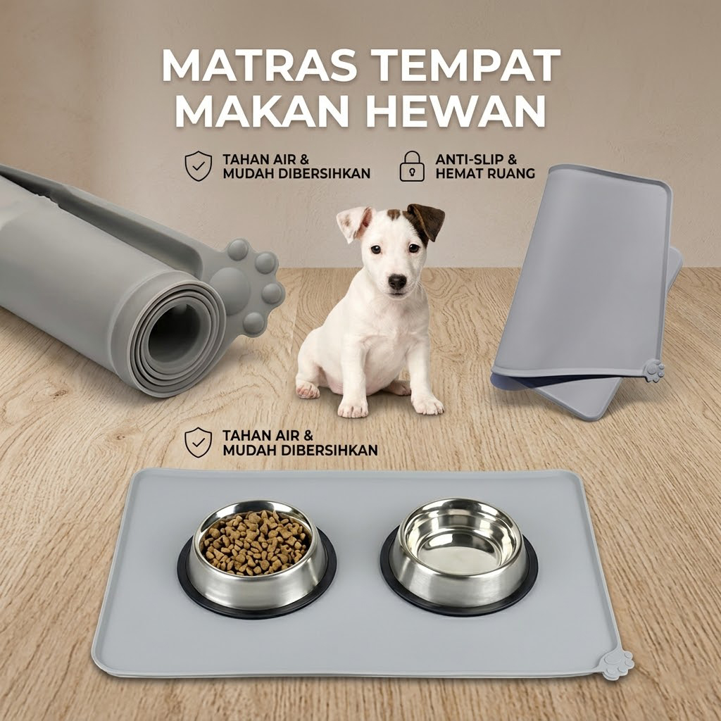 Hachikitty Matras Tempat Makan Hewan Peliharaan Anjing Food Mat - CFB34