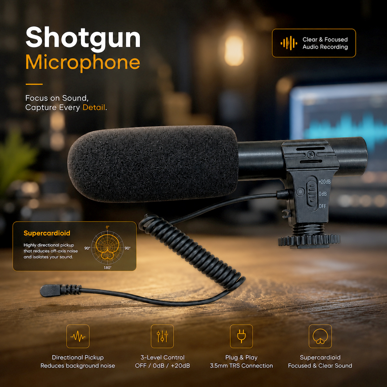 TaffSTUDIO Shotgun Microphone Universal for DSLR Smartphone Computer - MIC-05