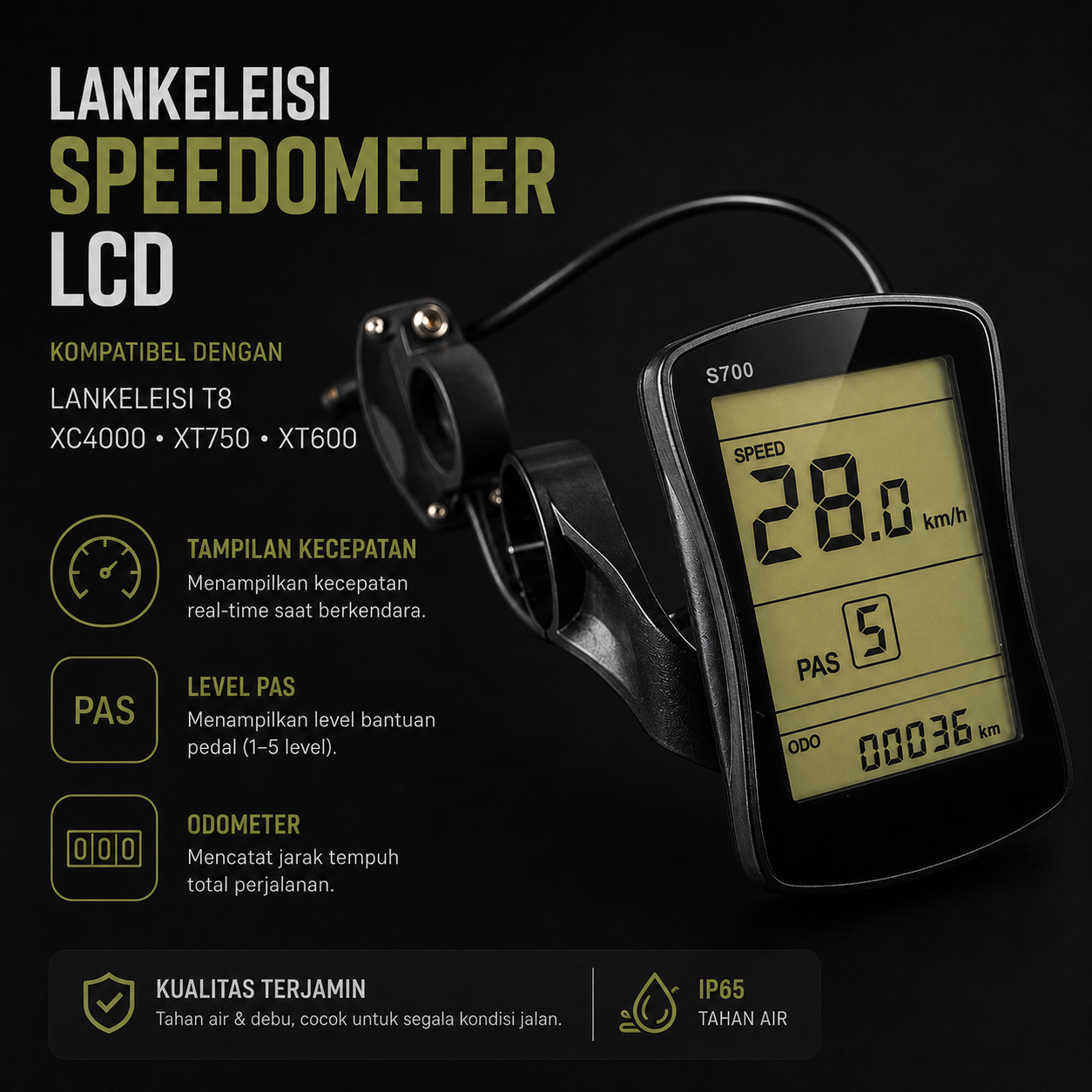 Lankeleisi Speedometer Sepeda Digital Odometer T8 XC4000 XT750 XT600 - S700