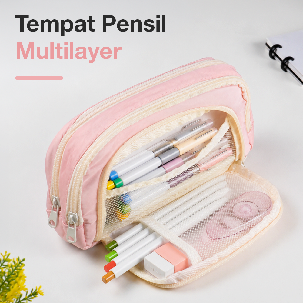 Botang Wenhua Tempat Pensil Multi Layer Case Compact Pouch Stationary - MG-1354