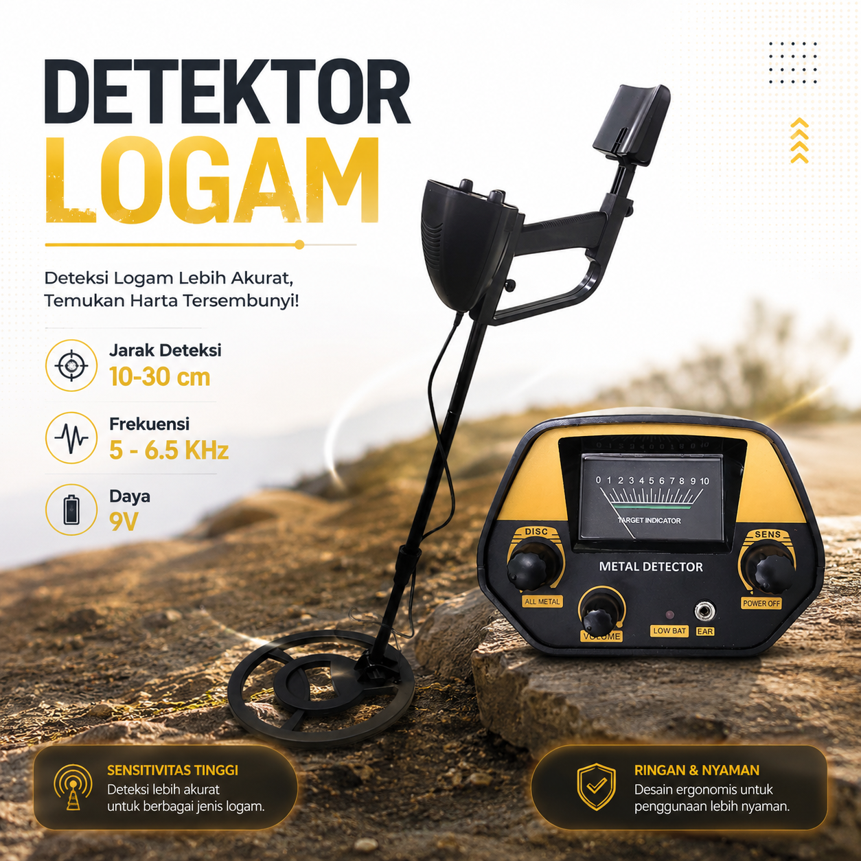TIANLILONG Pendeteksi Logam Metal Gold Silver Detector 9V 10-30cm - GTX4080Y