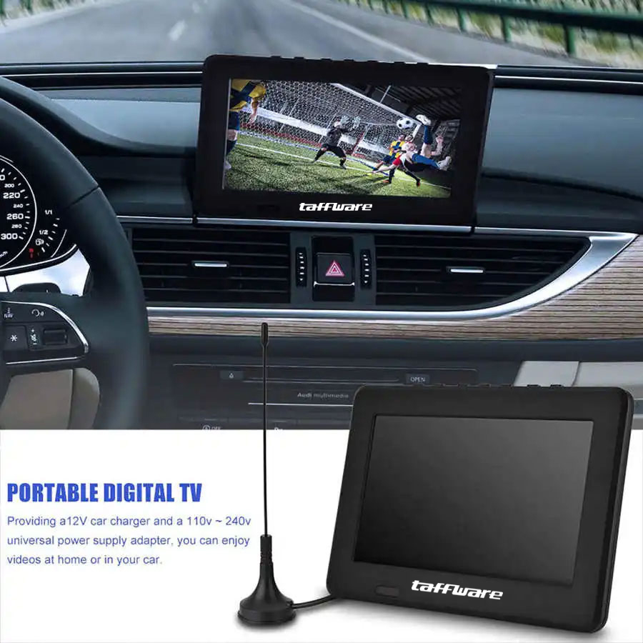 Taffware Portable TV Monitor Digital 7 Inch DVB-T2 Rechargeable - D7