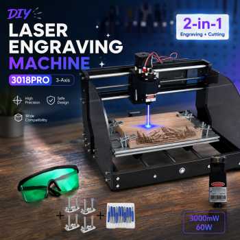 Taffware DIY Laser Engraving Machine CNC 3-Axis 3000mW 60W - 3018PRO