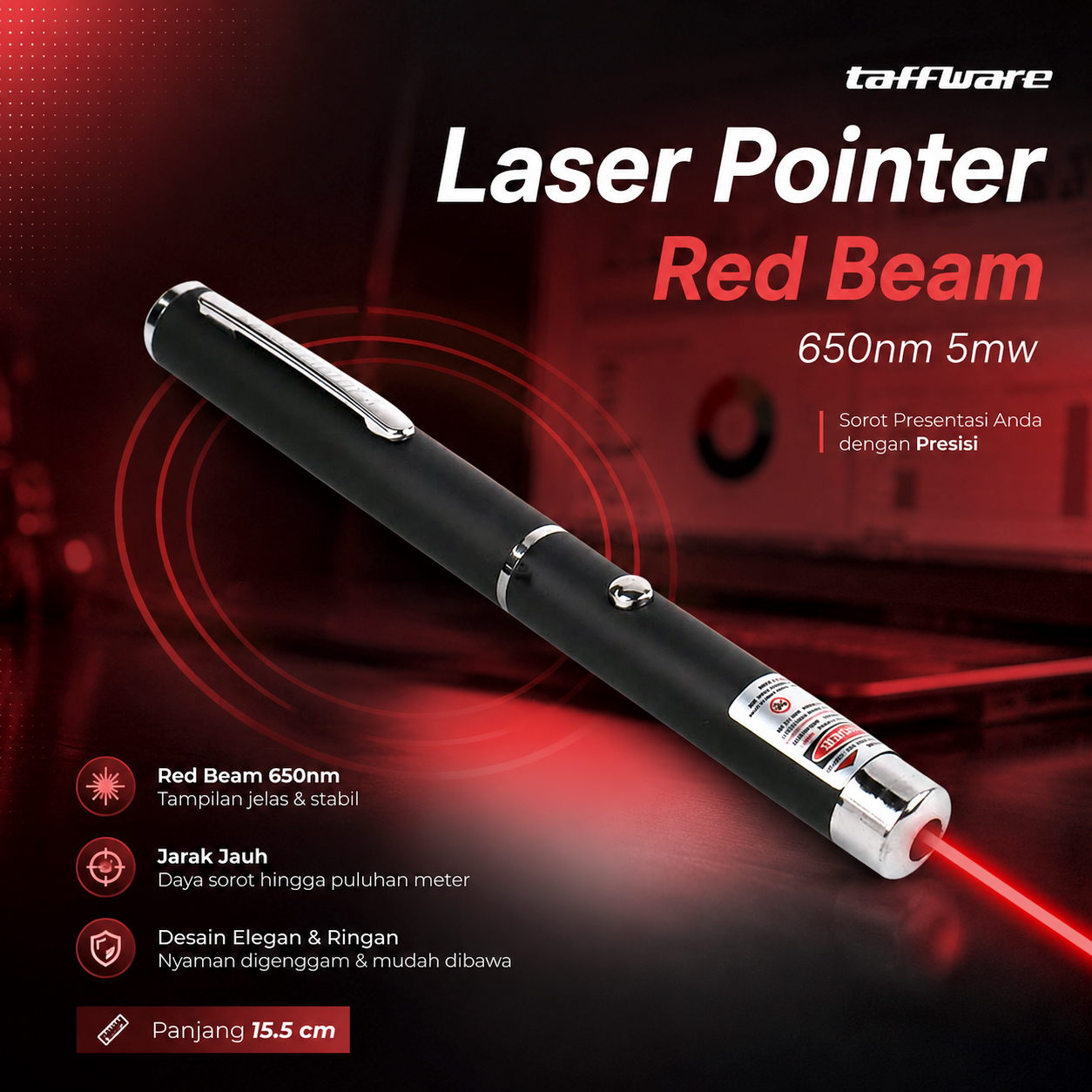 Taffware Laser Pointer Pen Presentasi High Power Baterai AAA - ZY0001