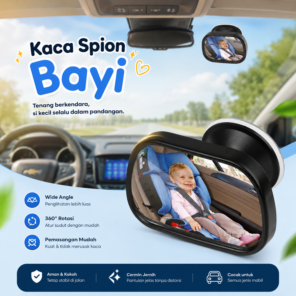 Tirol Kaca Spion Bayi Rear View Baby Passanger Mirror - T226