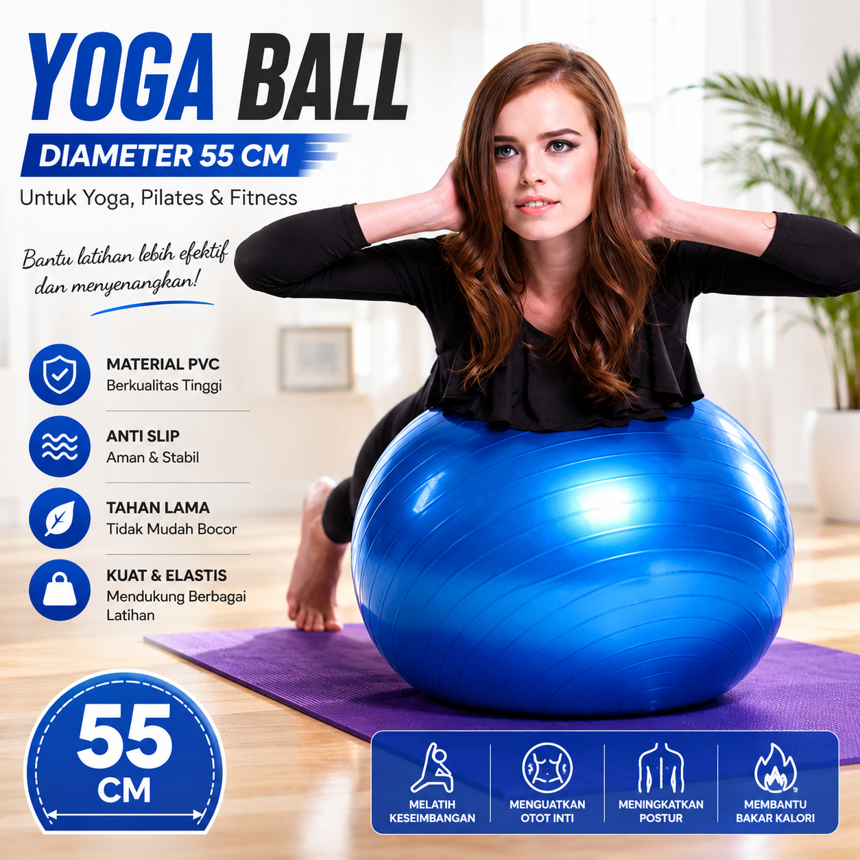Gym Ball Bola Yoga Pilates Fitness 55cm