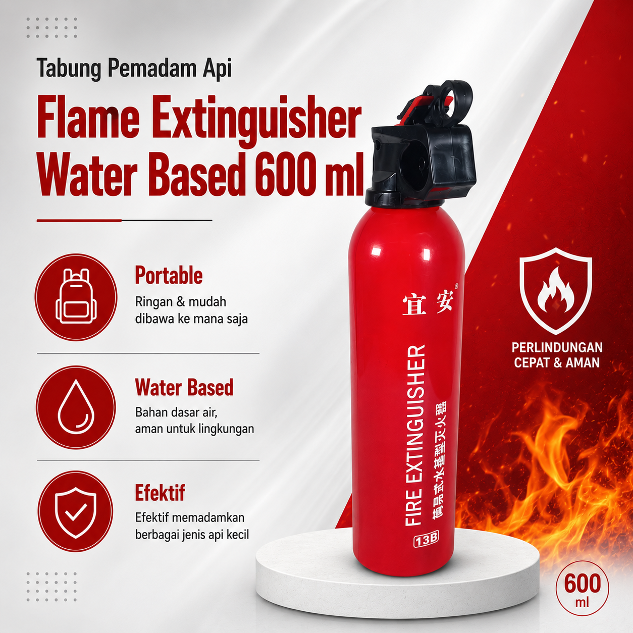 TuWeiSen Tabung Pemadam Api Flame Extinguisher Water Based 620ml - MSWJ620C