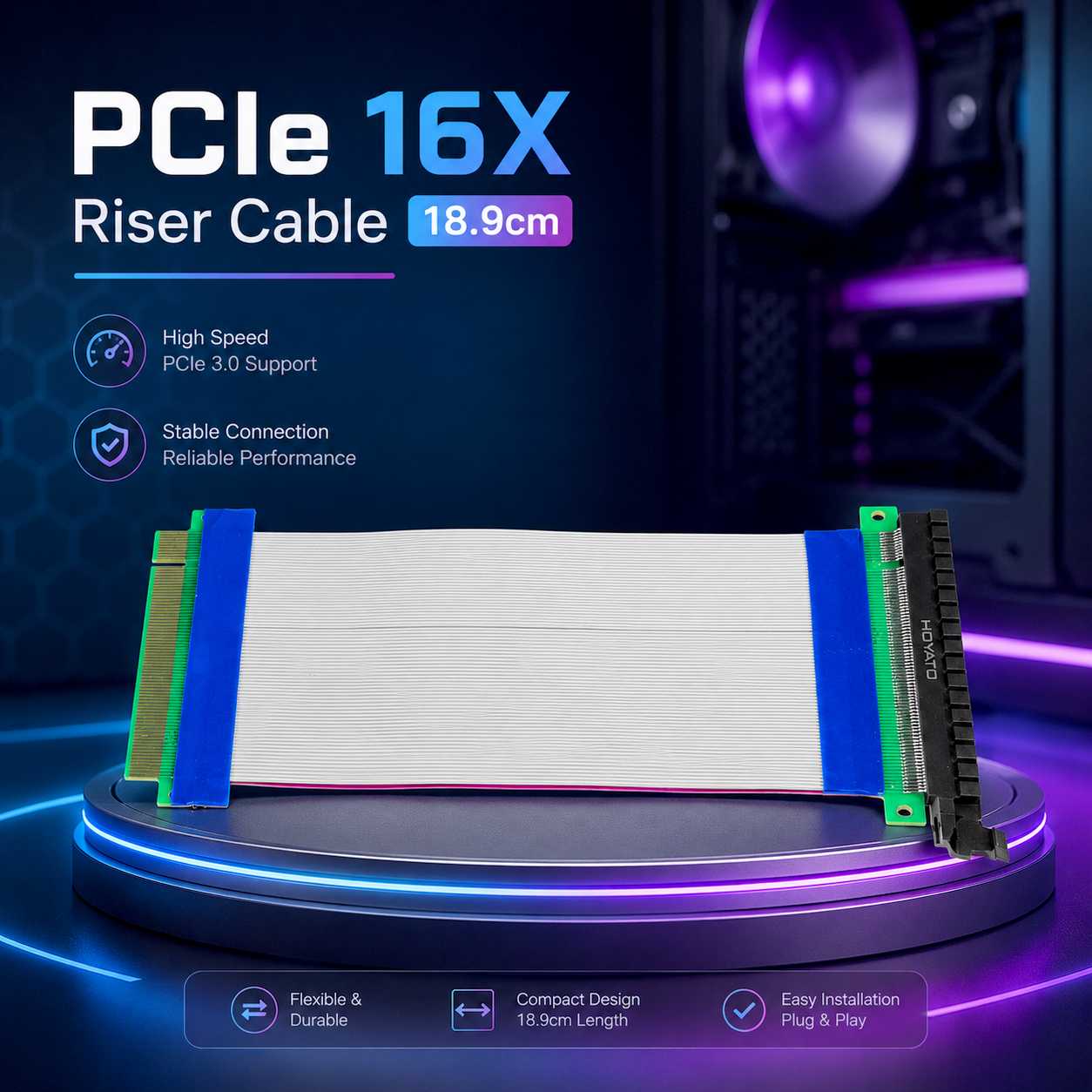 Pcie Ribbon Jual HOYATO PCIe 16X Riser Cable GPU VGA PCI Express Flex Ribbon