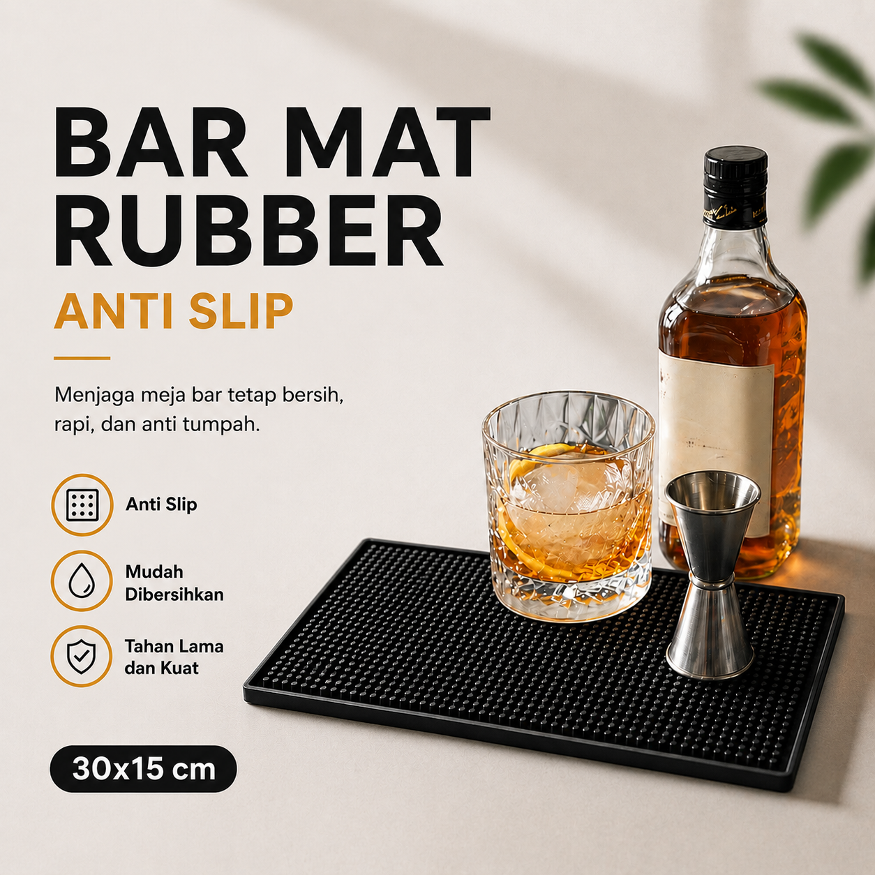 One Two Cups Bar Mat Rubber Anti Slip Tatakan Gelas Alas Meja Barista - TY3