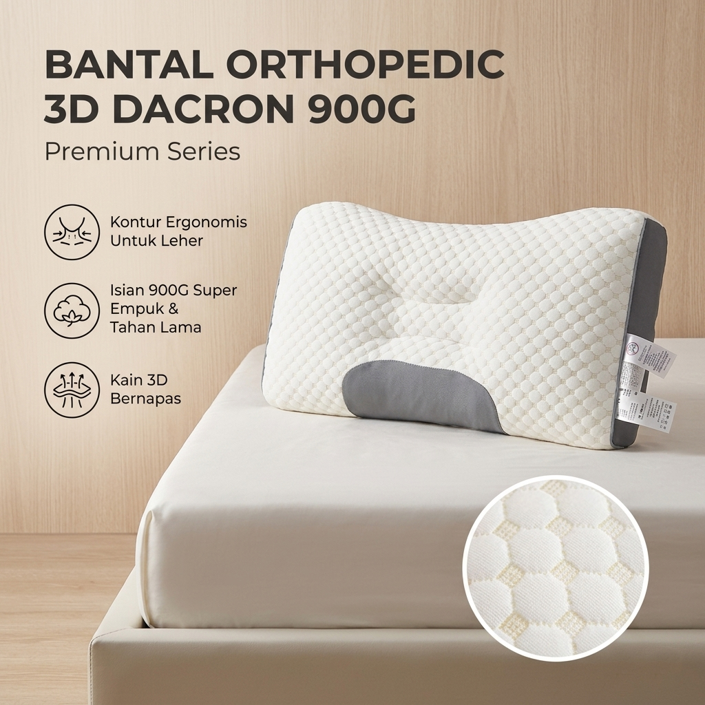 TaffHOME Bantal Orthopedic Dacron 3D Neck Cervical Pillow Massage 900G - 8H