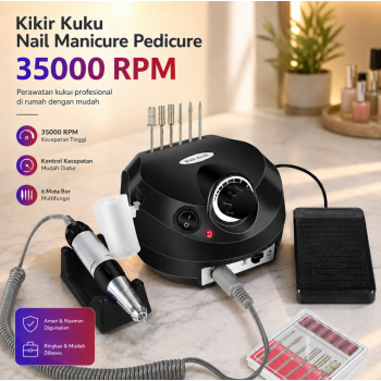LUWITH Set Alat Kikir Kuku Elektrik Nail Manicure Pedicure 35000 RPM - DM-202