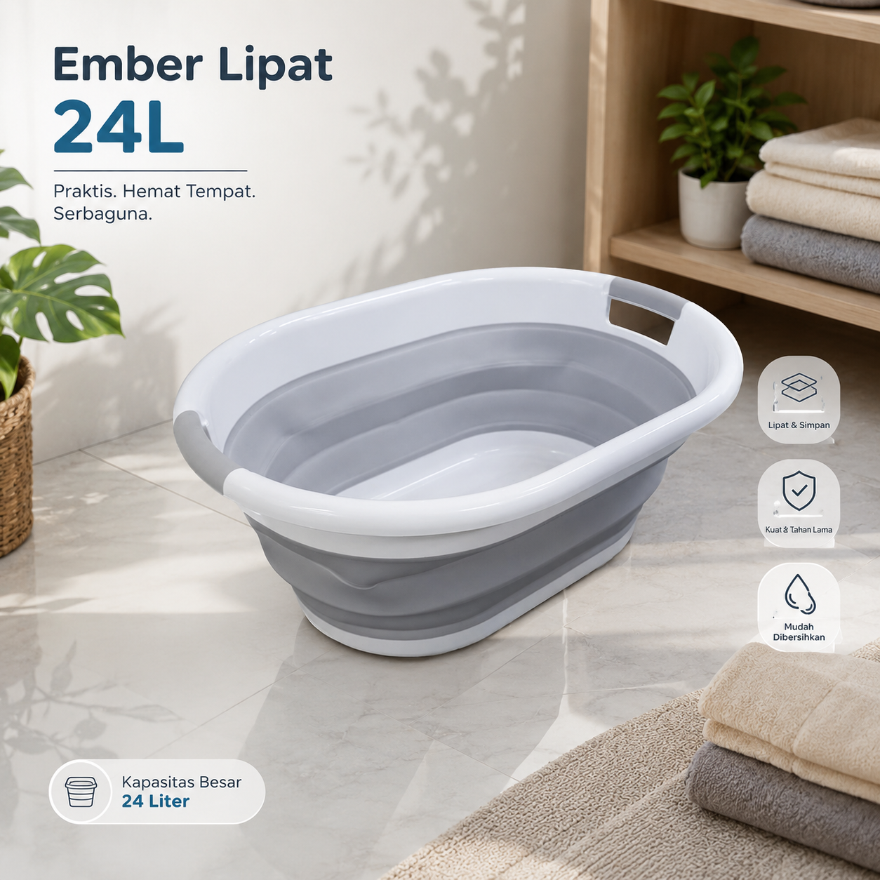 XINCHEN Ember Lipat Serbaguna Portable PP Foldable Bucket 24L - MX061